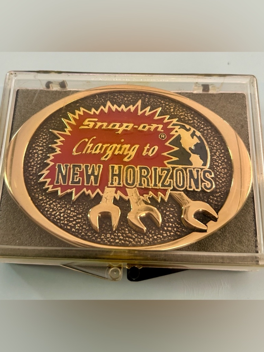 Snap-on  BTS “ Charging to New Horizons” Solid Brass Belt Buckle in Plastic Case